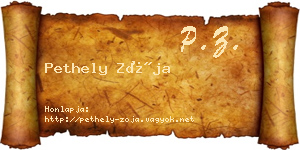 Pethely Zója névjegykártya